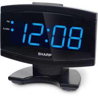Sharp Blue LED Alarm Clock, Black