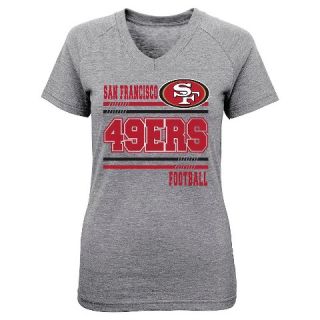 San Francisco 49ers Girls Gray V Neck Poly T Shirt