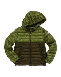 Moncler Emeric Long Season Packable Jacket, Dark Green, Sizes 8 10