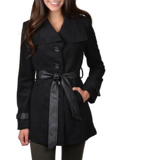 Brinley Co Juniors Belted Button up Trench Coat