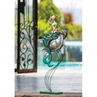 Indoor / Outdoor Metal Mermaid And Turtle Statue