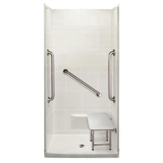Ella Plus 24 38 in. x 38 in. x 79 in. 4 piece Shower Kit in White with Center Drain 3838 BF 4P .5 C W SP24