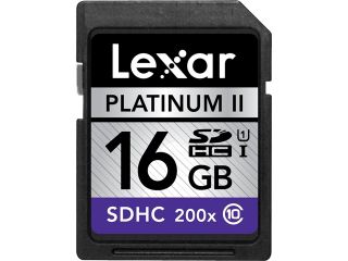 Lexar 16GB Secure Digital High Capacity (SDHC) Platinum II 200x Class 10 UHS I Memory Card (2 Pack) Model LSD16GBSBNA2002