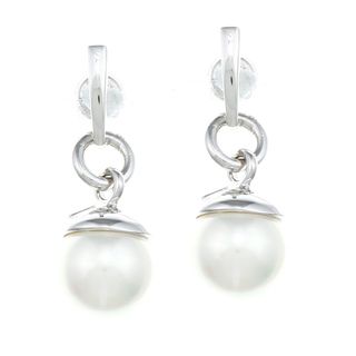 ELLE Jewelry Sterling Silver Faux Pearl Dangle Earrings