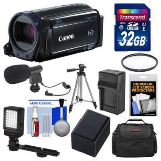 Canon Vixia HF R60 8GB Wi Fi 1080p HD Video Camcorder with 32GB Card + Case + LED Light + Microphone + Battery & Charger + Tripod Kit