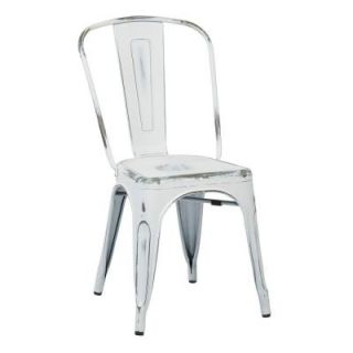 Office Star Bristow 4 Piece Metal Chair in Antique White BRW29A4 AW