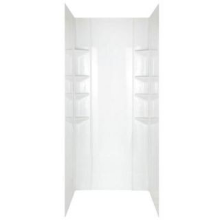 Easy Wall 37 in. x 43 in. x 72.75 in. Five Piece Glue up Shower Wall in White SW30440A