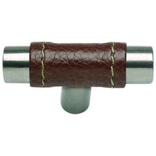 Atlas Homewares Paradigm Collection 1 1/4 in. Brown Leather And Stainless Steel Cabinet Knob 288 OW/SS