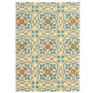 Linon Home Decor Trio Ivory/Blue 8 ft. x 10 ft. Indoor Area Rug RUGTA41581