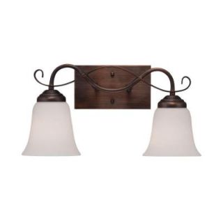 Millennium Lighting 2 Light Rubbed Bronze Vanity Light with Etched White Glass 3022 RBZ