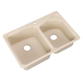 Pegasus Dual Mount Composite 33 in. 1 Hole Double Bowl Kitchen Sink in Bisque 441442