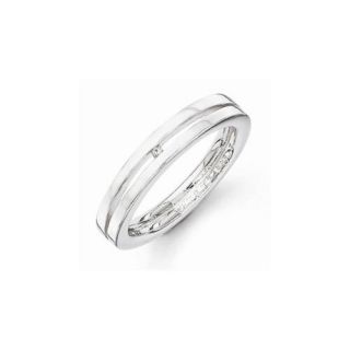 Sterling Silver White .01ct. Grooved Diamond Ring. Comes in a lovely Gift Box