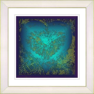 Studio Works Modern Filigree Heart   Turquoise by Zhee Singer Framed