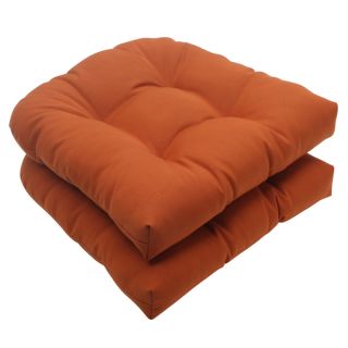 Pillow Perfect Burnt Orange Outdoor Cinnabar Wicker Seat Cushion (Set