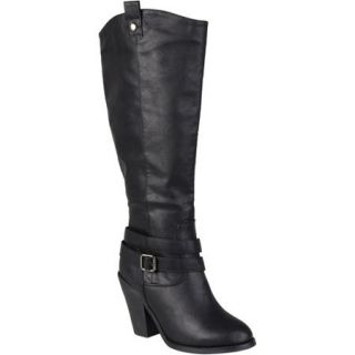 Brinley Co. Womens Round Toe Buckle Detail Boots