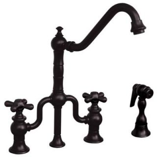 Whitehaus Collection Twisthaus 2 Handle Standard Kitchen Faucet with Side Sprayer in Oil Rubbed Bronze WHTTSCR3 9771SPR ORB