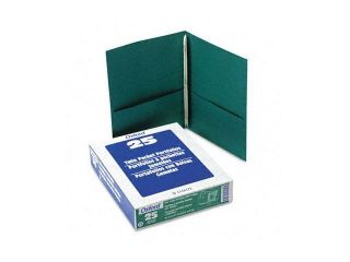 Oxford 57756 Paper Twin Pocket Portfolio, Tang Clip, Letter, 1/2" Capacity, Green, 25/Box