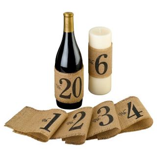 Burlap Table Number Wraps (Numbers 1 20)