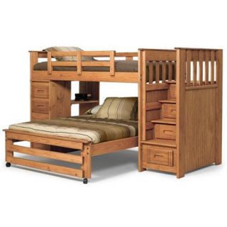 Chelsea Home Twin over Full L Shaped Bunk Bed with Stairway and 4 Drawer End
