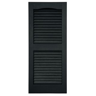 Severe Weather 2 Pack Black Louvered Vinyl Exterior Shutters (Common 15 in x 63 in; Actual 14.5 in x 62.5 in)