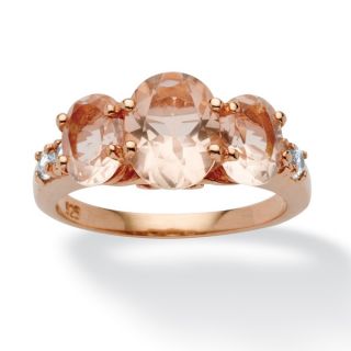PalmBeach .24 TCW Cubic Zirconia and Oval Cut Morganite Ring in Rose