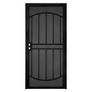 Unique Home Designs 36 in. x 80 in. Arcada Black Surface Mount Outswing Steel Security Door with Expanded Metal Screen IDR06400362060