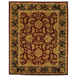 Handmade Heritage Kashan Burgundy/ Black Wool Rug (6 x 9)