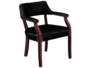HON 6550 Series Guest Arm Chair, Black Vinyl Upholstery