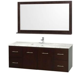 Wyndham Collection Centra 60 in. Vanity in Espresso with Marble Vanity Top in Carrara White and Under Mount Sink WCVW00960SESCMUNDM58