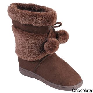 Journee Collection Kids Furry Faux Fur Pom Pom Boots  