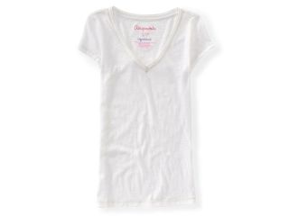 Aeropostale Womens Solid Color V neck Basic T Shirt 716 XL