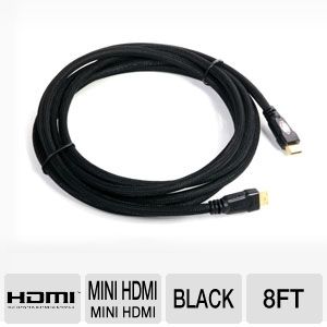 Atlona AT14037 2.5 HDMI Mini Cable   8ft, Male to Male, 1920 x 1200, Copper Conductors, 24k Gold plated connectors, 30AWG