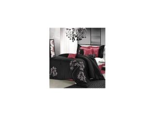 12pc P. Flor Black/Fushia Luxury Size: King Sheet Set Color: Black