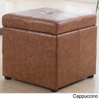 Leatherette Upholstered Storage Cube Ottoman   Shopping