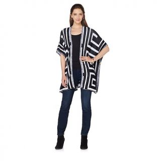 Colleen Lopez Geometric Print Kimono Sweater   7888643