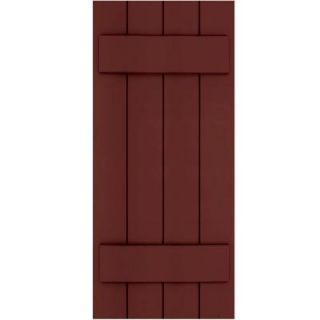 Winworks Wood Composite 15 in. x 35 in. Board & Batten Shutters Pair #650 Board & Batten Red 71535650