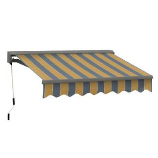 Advaning 12 ft. Classic C Series Semi Cassette Manual Retractable Patio Awning (118 in. Projection) in Yellow/Gray Stripes MA1210 A225H