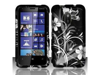 BJ For Nokia Lumia 620 (AIO Wireless)   Rubberized Design Case Cover   Blue Vines
