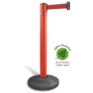 Lavi Industries 80 5000R RD RD Plastic Post Tempest Outdoor Stanchion With 12 Ft. Red Retractable Barrier, Red Belt