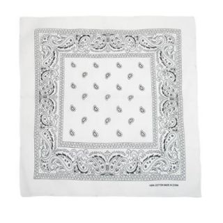 CTM&#174; Cotton Paisley All Purpose Bandanas (Pack of 5 of Same Color), White