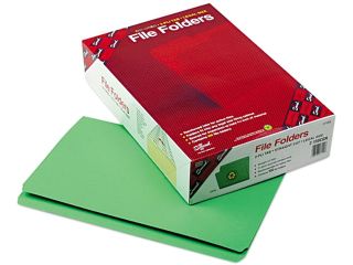 Smead 17110 File Folders, Straight Cut, Reinforced Top Tab, Legal, Green, 100/Box