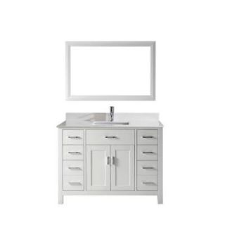 Studio Bathe Kalize 48 in. Vanity in White with Solid Surface Marble Vanity Top in White and Mirror KALIZE 48 WHITE SOLID SURFACE