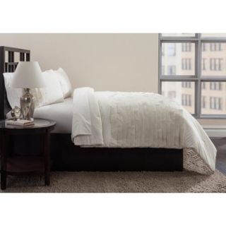 East End Living Horizontal Pleating 3 Piece Bedding Comforter Set, Ivory