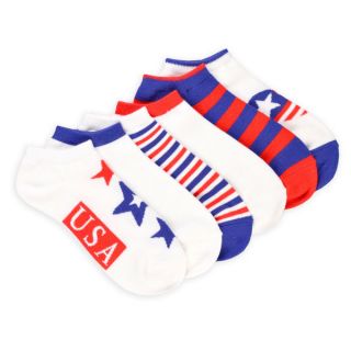 Teehee American Flag Womens I Love Usa No Show Socks (Pack of 6