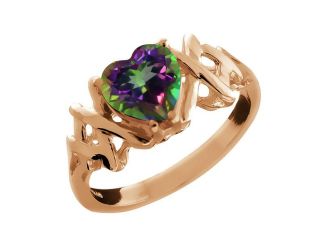 1.53 Ct Heart Shape Green Mystic Topaz Gold Plated Sterling Silver Ring