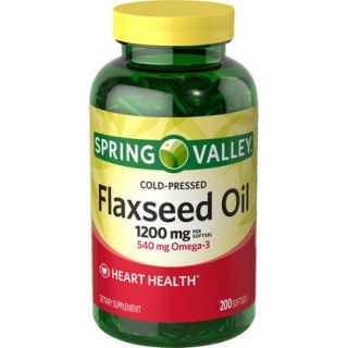 Spring Valley Flaxseed Dietary Supplement Softgels, 1200mg, 200 count