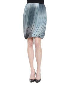 Elie Tahari Remmi Pleated Draped Skirt, Blue/Gray