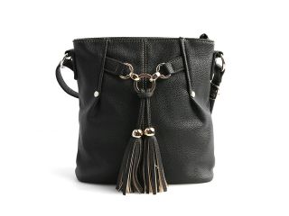 Candy Color Pu Office Lady Bucket Bag with Tassel Drawnstring Messenger Bag FF N02
