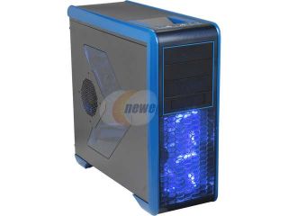 Open Box Rosewill BLACKHAWK   Gaming ATX Mid Tower Computer Case, Blue Edition   Five Fans Included, Side Window Panel, Top HDD Dock