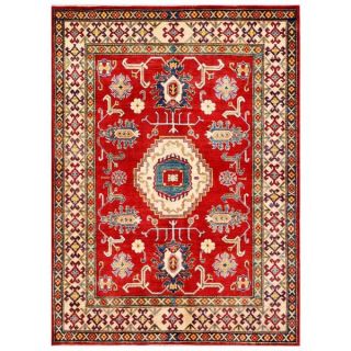 Herat Oriental Afghan Hand knotted Kazak Red/ Beige Wool Rug (68 x 9